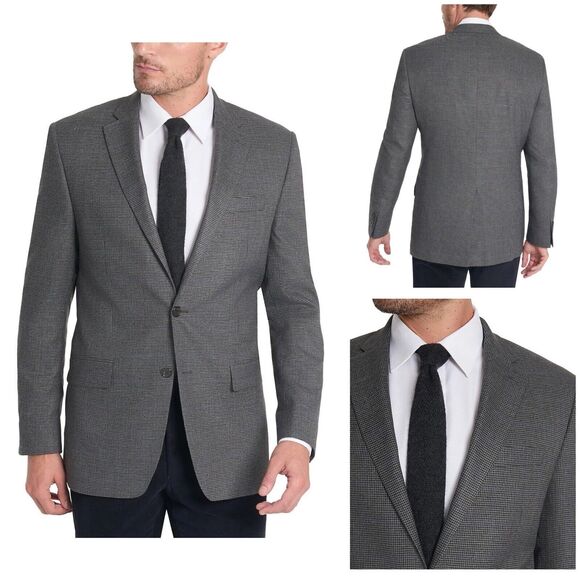 Ralph Lauren Houndstooth Flex Classic Fit Blazer Sport Coat Jacket Gray 40L - Picture 1 of 7